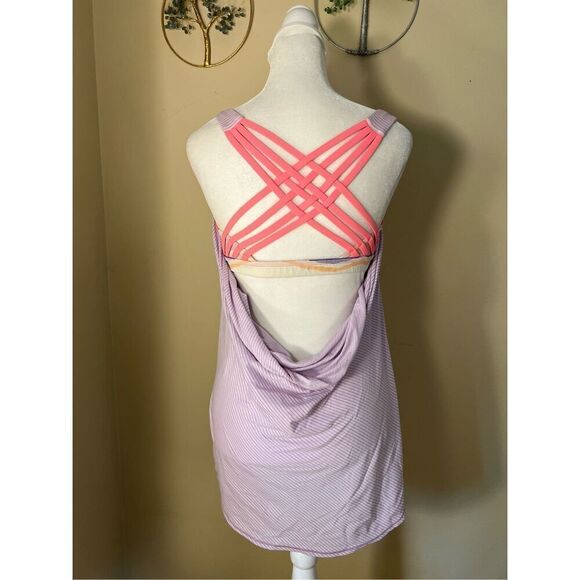 Lululemon Wild Tank Heathered Pretty Purple Bleacher Stripe White Iris Flower 4 - Picture 6 of 7